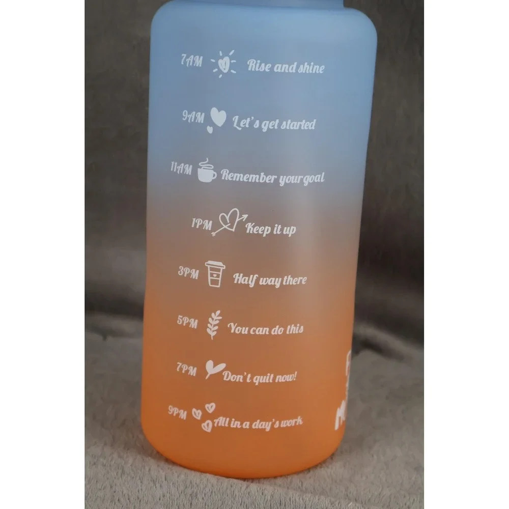 Flask Monster Tumbler Water Bottle 64 oz 2000 ml Blue Orange Ombre with‎ Handle